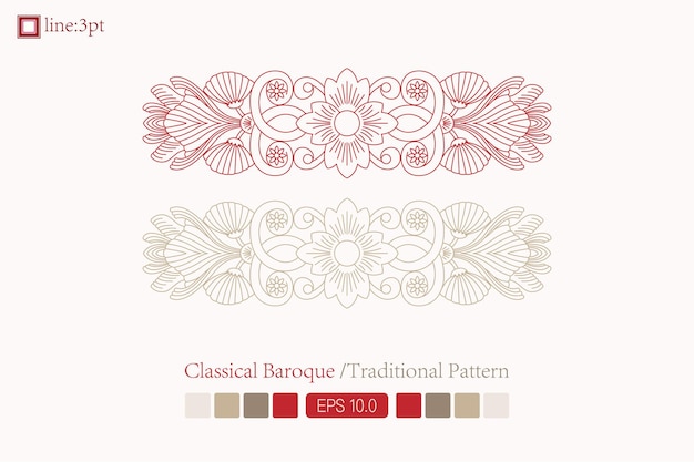 Vintage symmetrical baroque pattern Vector lineart Victorian Art Deco