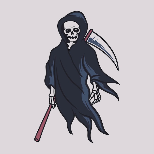 Vintage t shirt design grim reaper coll illustration