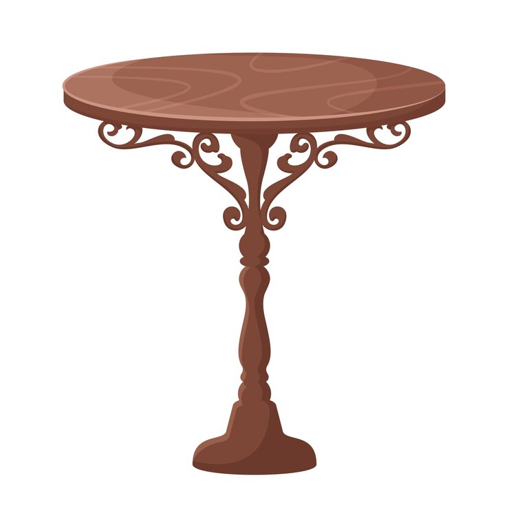 Vector vintage table isolated antique table with carved wooden elements vintage icon vector