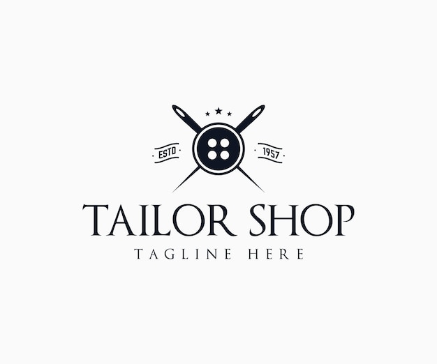 Концепция логотипа Vintage Tailor. Бейджи и этикетки с логотипом Tailor Sewing