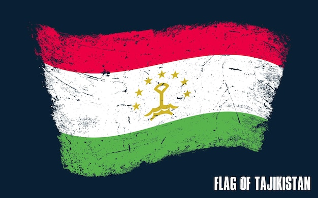 Vintage Tajikistan flag Grunge effect with brush stroke