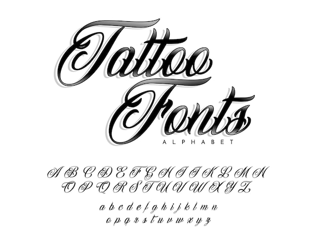 Vettore font per lo studio di tatuaggio logo in stile retro logo