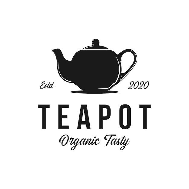 Vector vintage teapot logo label design vector illustration