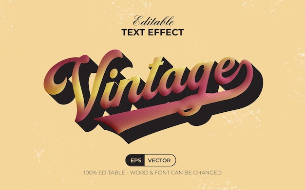 Vintage teksteffectstijl. bewerkbaar teksteffect.