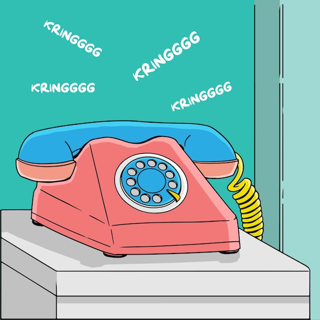 Вектор Винтажный телефон или классическая и ретро-телефонная векторная иллюстрация