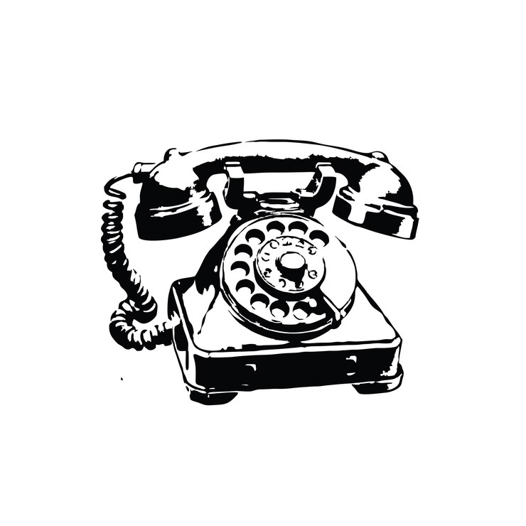 Vector vintage telephone vector drawing illustration
