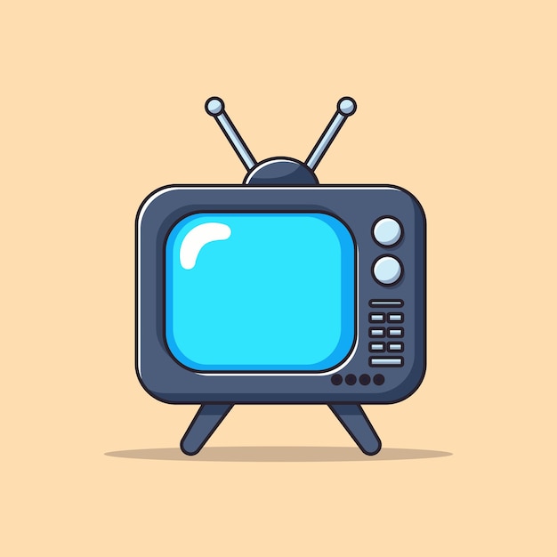 Vintage televisie cartoon icoon illustratie ontwerp