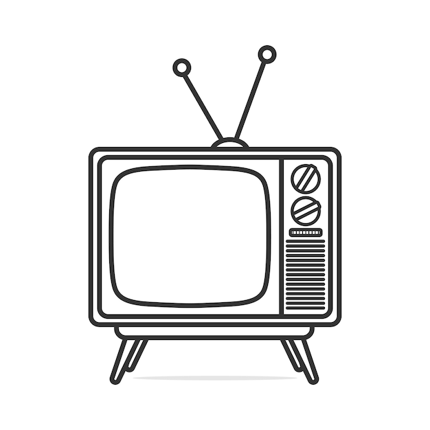 Vector vintage television cartoon icon illustration