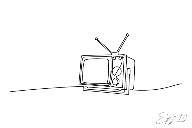 vintage television continuous line vector illustration