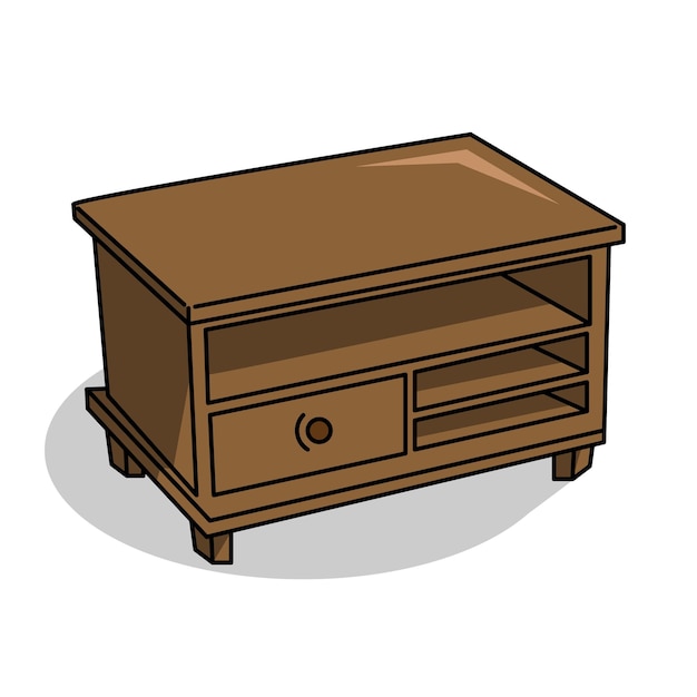 Vector vintage television desk cartoon vector illustration