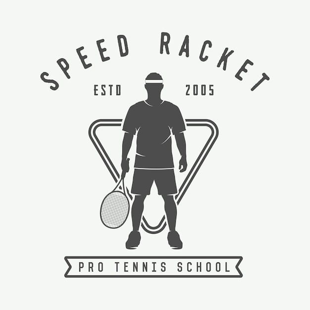 Vintage tennis logo, badge, emblem.