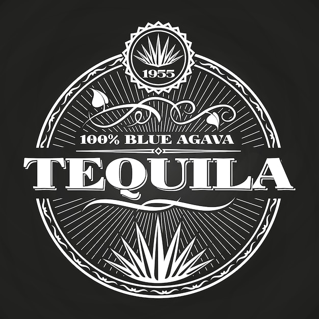 Progettazione d'annata dell'insegna di tequila sulla lavagna