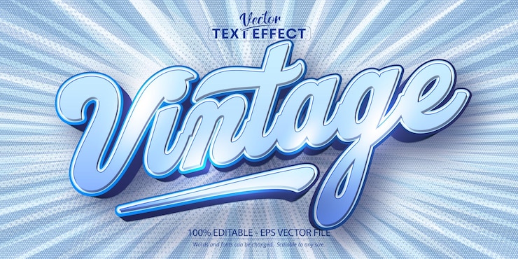 Vector vintage text, 80's style editable text effect