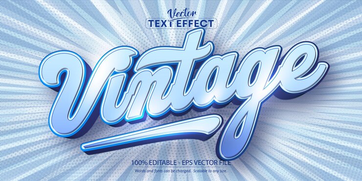 Vector vintage text, 80's style editable text effect