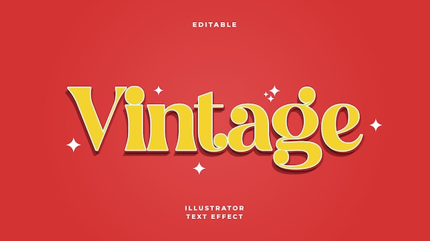 Vintage text effect 3d editable wit red and yellow background