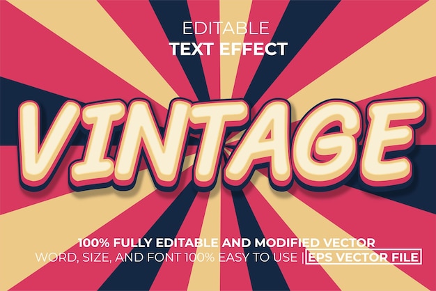 Vintage text effect, easy to edit Premium Vector