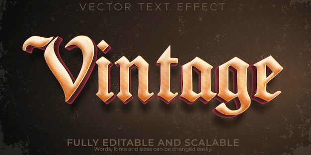 Vintage text effect editable retro and old text style