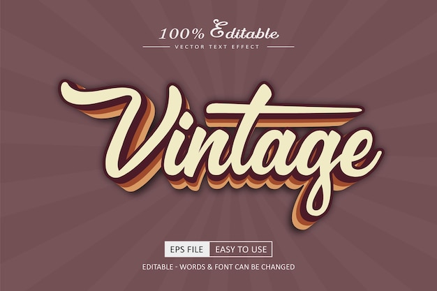 Vector vintage text effect editable retro text style