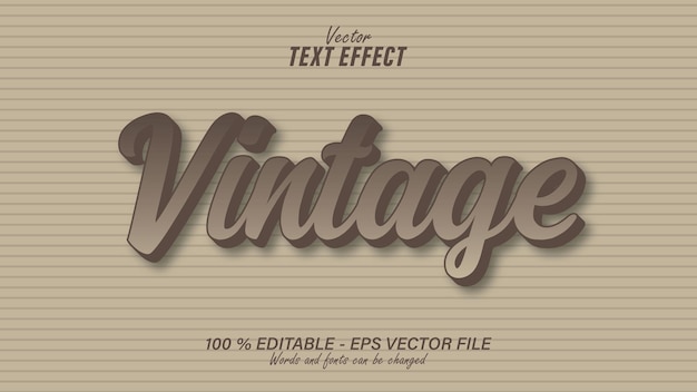 Vector vintage text effect editable with brown background eps file