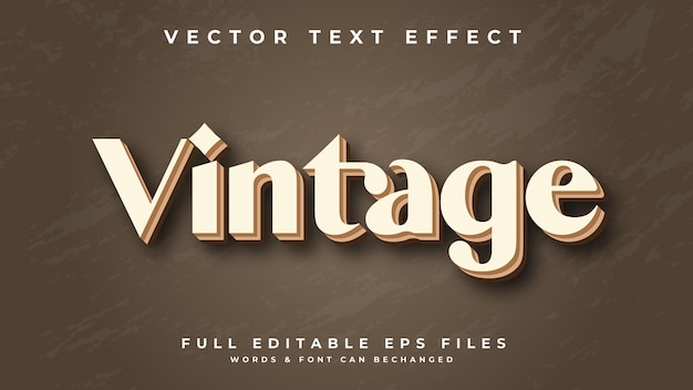 Vector vintage text effect retro text effect cream color with crown background