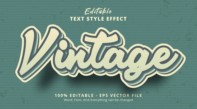 Vintage text on vintage green color text effect, editable text effect