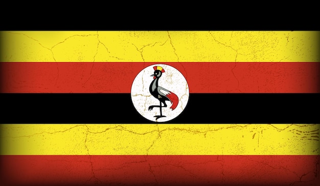 ウガンダ国旗のデザインのヴィンテージ・テクスチャ効果