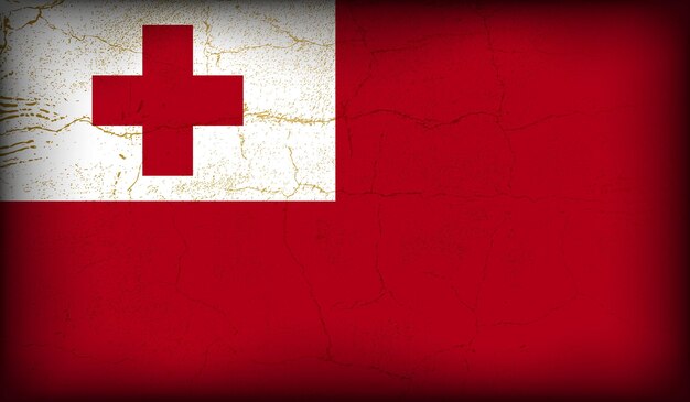 Vector vintage texture effect of tonga flag design