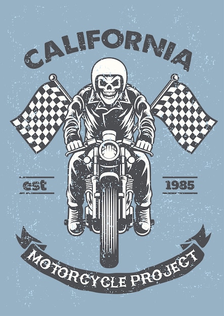 빈티지 및 질감 오토바이 차고 포스터