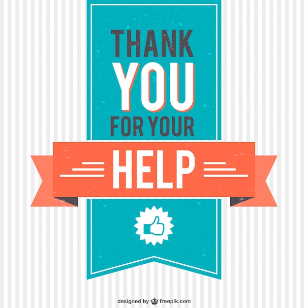 Vintage thank you for your help vector