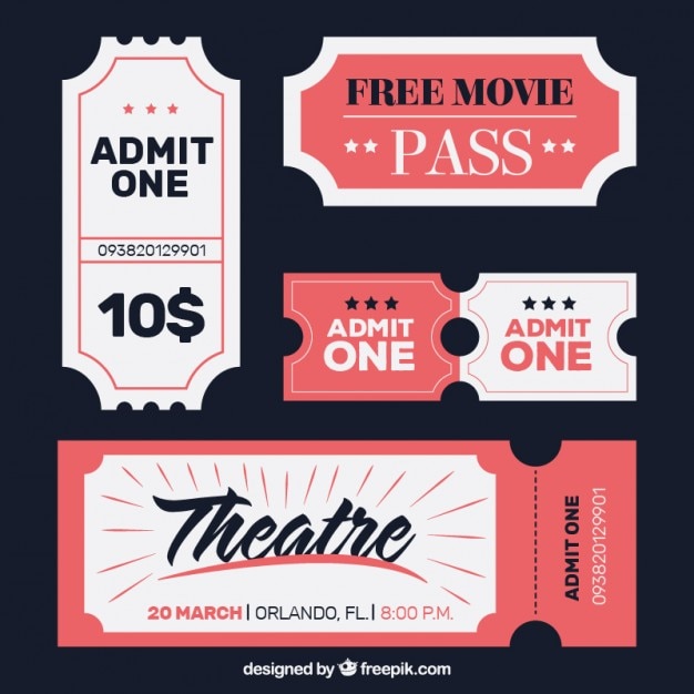 Vector vintage theatre and cinema tickets