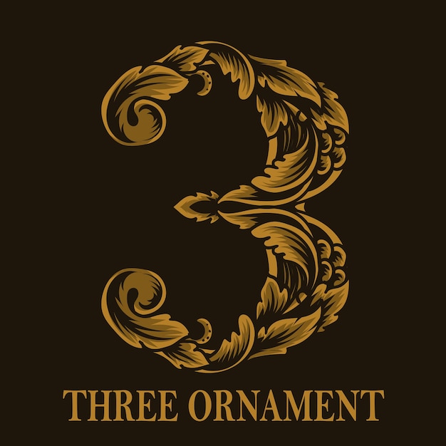 Vector vintage three number ornament style