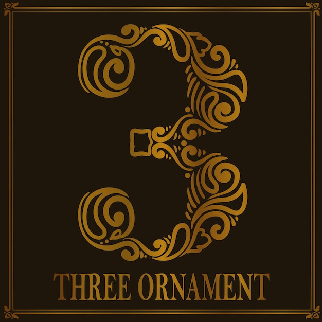 Vector vintage three number ornament style