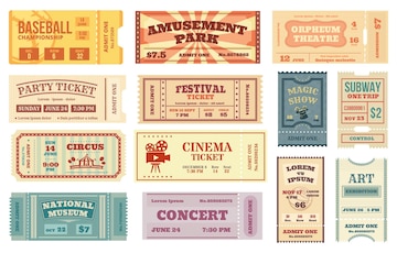 Premium Vector  Template of tickets to the circus carnival cinema in  vintage style vector illustration