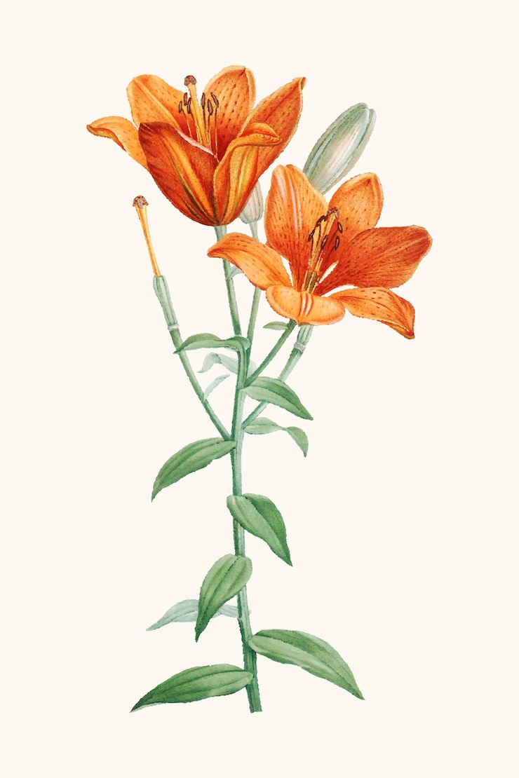 Vector vintage tiger lily illustration