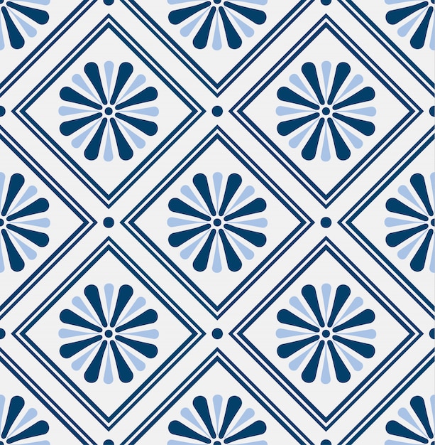 Vector vintage tile pattern with flower