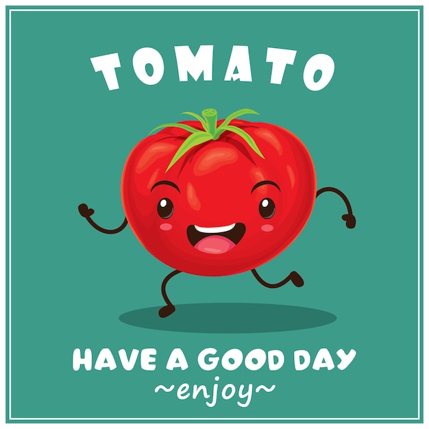 Vintage tomato character poster design