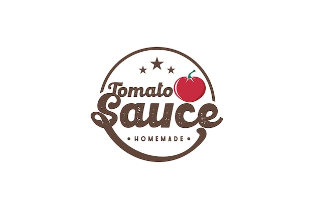 Vintage tomato sauce logo, tomato logo reference.