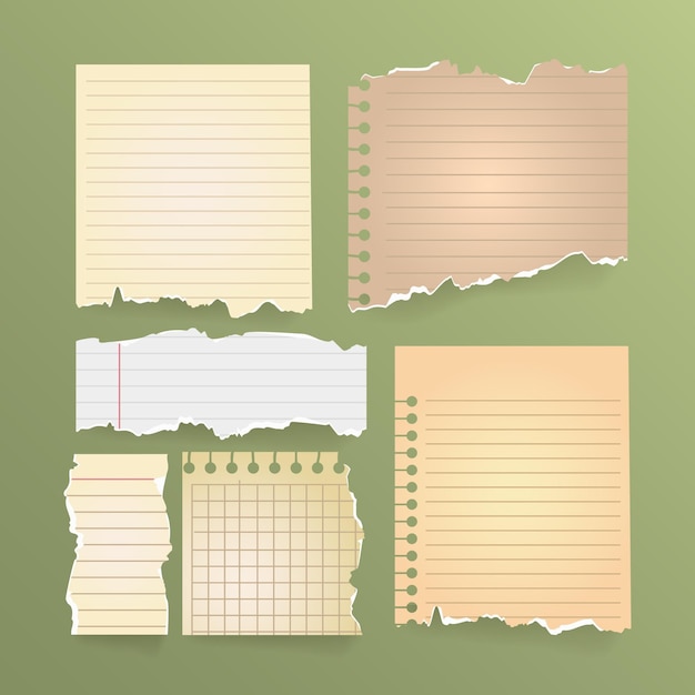 Vector vintage torn paper set