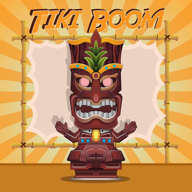 Poster vintage totem tiki maschera in legno voodo colorato poster stampa