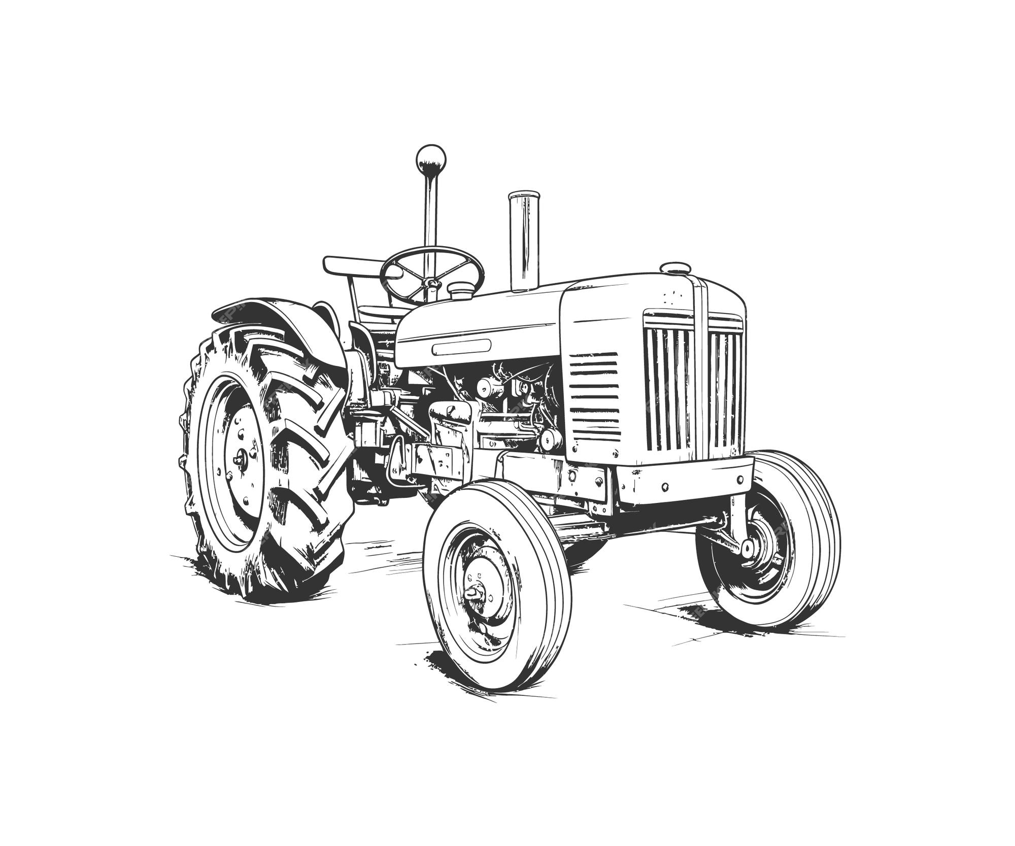 Hand Drawn Farm Tractor. Doodle Sketch Stock Vector - Illustration of  style, icon: 223338572