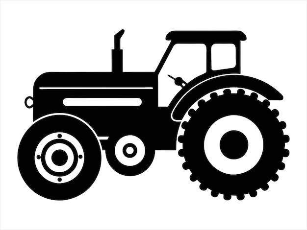 Vintage Tractor Silhouette Vector Icon