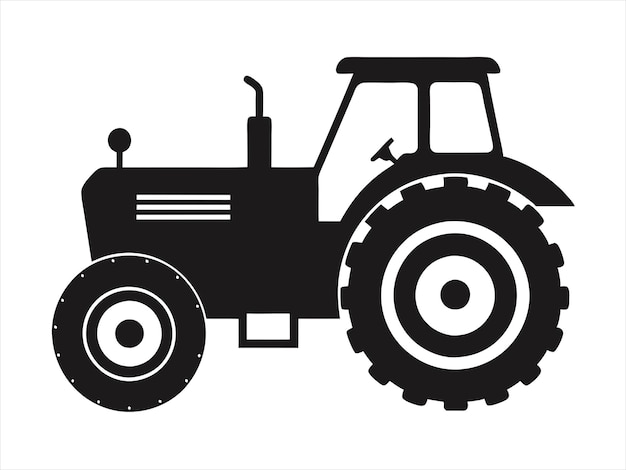 Vintage Tractor Silhouette Vector Icon
