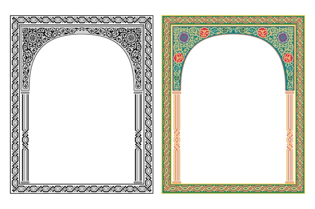 Cornici nere e colorate realistiche tradizionali d'epoca impostate su sfondo bianco illustrazione vettoriale isolata