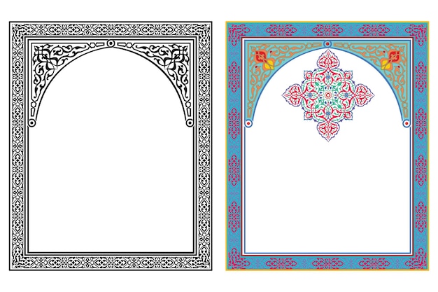 Vintage traditional realistic black and color frames set on white background isolated vector illustration