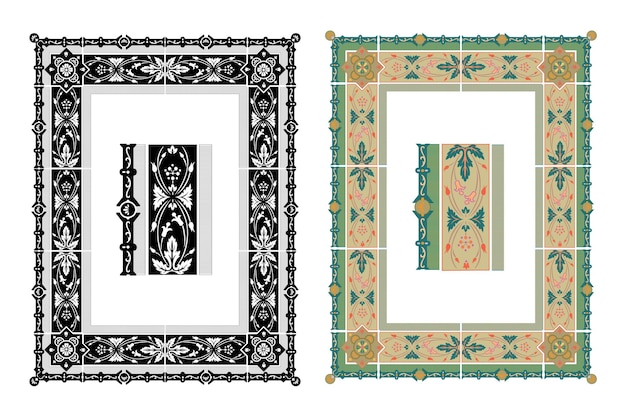 Vintage traditionele realistische frames ingesteld op witte achtergrond geïsoleerde vectorillustratie