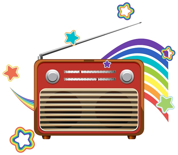 Vector vintage transistor radio cartoon