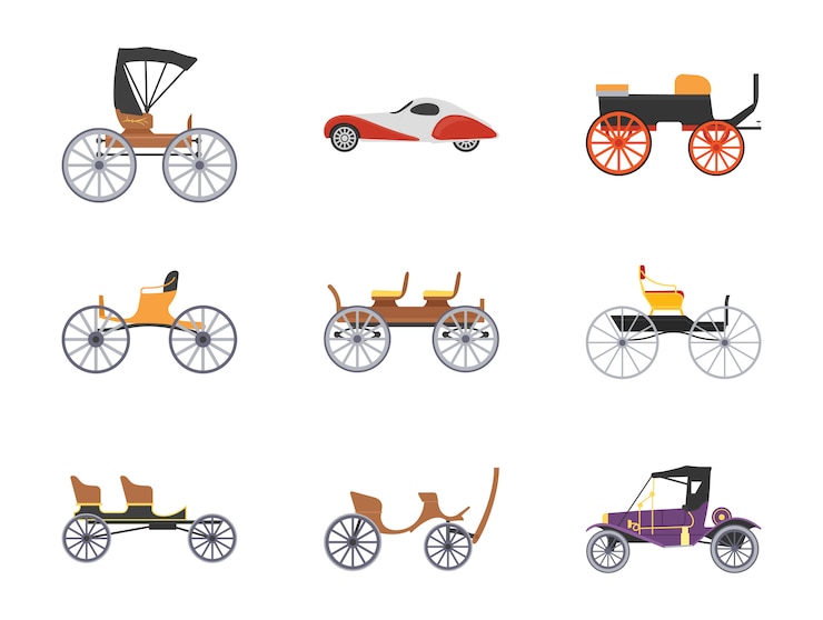 Vector vintage transport plat pictogrammen instellen
