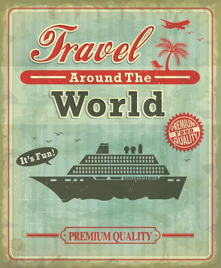 Vintage Travel around the world poster design