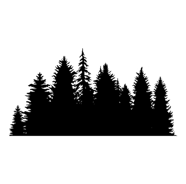 ヴィンテージの木と森のシルエットセット