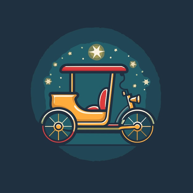 Vector vintage tricycle vector icon in flat style carriage icon